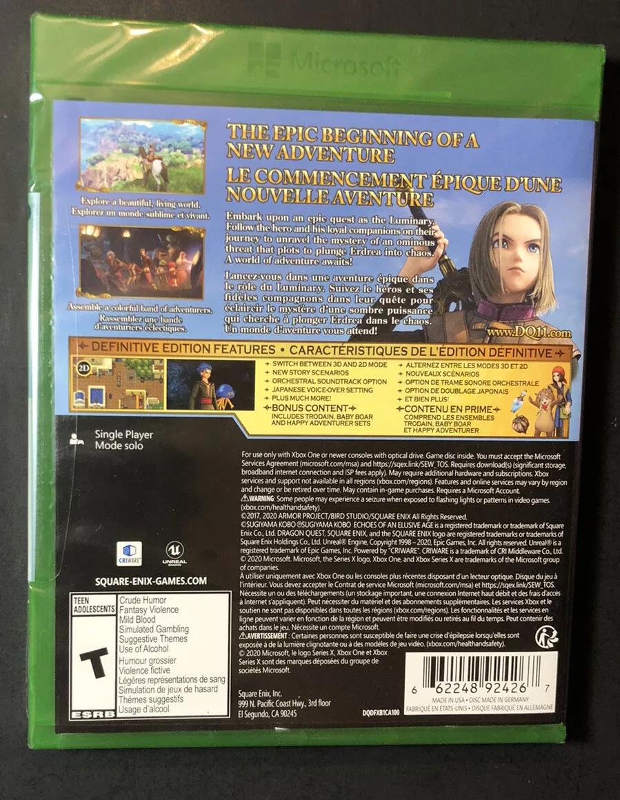 Dragon quest xi xbox one on sale release date