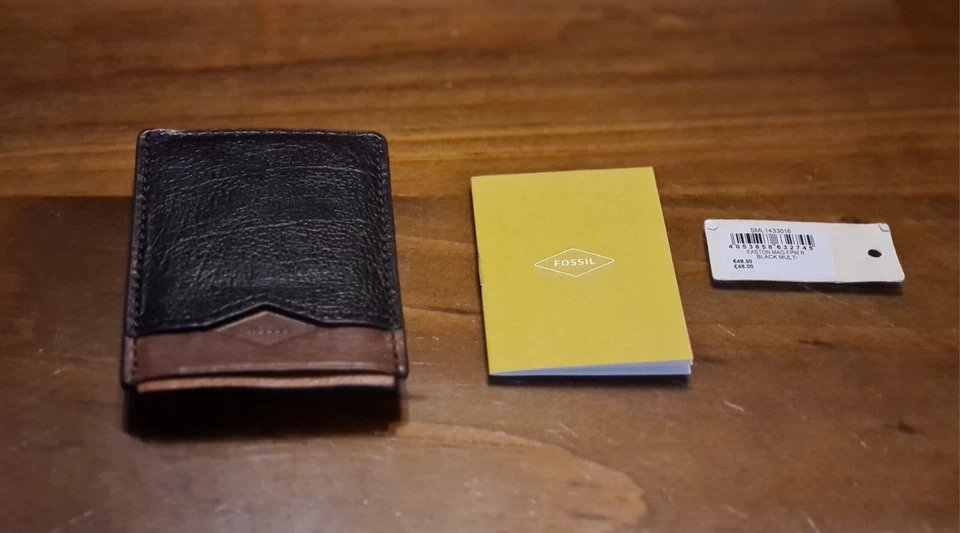 Fossil Mens Easton Money Clip Credit Card Holder Magnetic Black Leather - Image 4 of 4