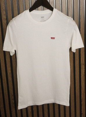 Women Levi's Standard T-shirt White Crew Neck Casual Pullover 2XS XXS XME990