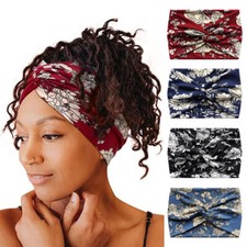 Boho Print Headband Cross Knot Wide Elastic Hairband Sport Yoga Turban Headwraps