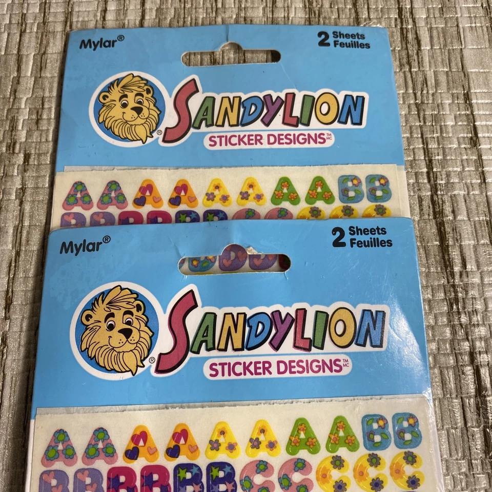 Vintage Lot 2 SANDYLION ALPHABET STICKERS Mylar 2 NEW SEALED - Image 3 of 4