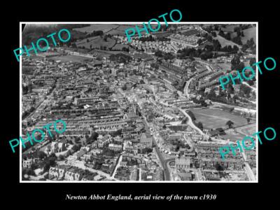 OLD 6 X 4 HISTORIC PHOTO OF NEWTON ABBOT ENGLAND AERIAL VIEW OF TOWN c1930 3