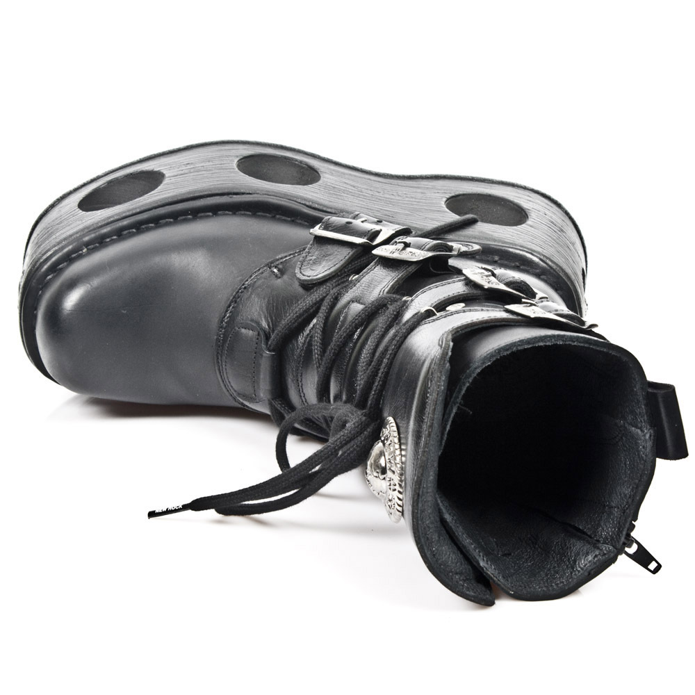 New Rock Leather Biker Boots Itali Negro Nomada Negro Tank