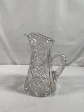 Antique American Brilliant Period Cut Crystal Glass Pitcher 10” Tall READ
