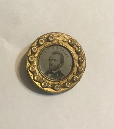 Ulysses Grant Campaign Ferrotype Stickpin / Fancy Border