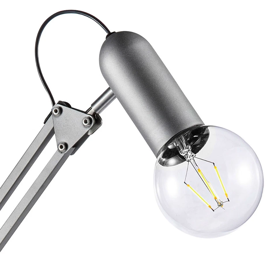 Luce Morsetto Turn Me Argento Max. 60W E27 Lampada da Scrivania Tavolo Vintage - Immagine 3 di 4