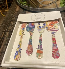 Artistic Accents Hand Crafted Cheese Appetizer Colorful Serving Set 4 Pieces