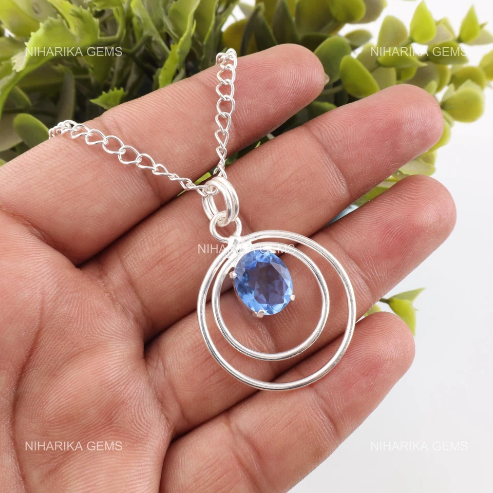 Tanzanite Stone 925 Sterling Silver Birthday Artisan December Daughter Pendant - Image 3 of 4