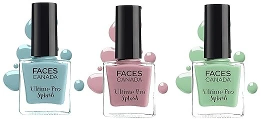 FACESCANADA Splash Glossy Finish Nail Enamel Set Of 3-Linty, Frozen & Floral Dre