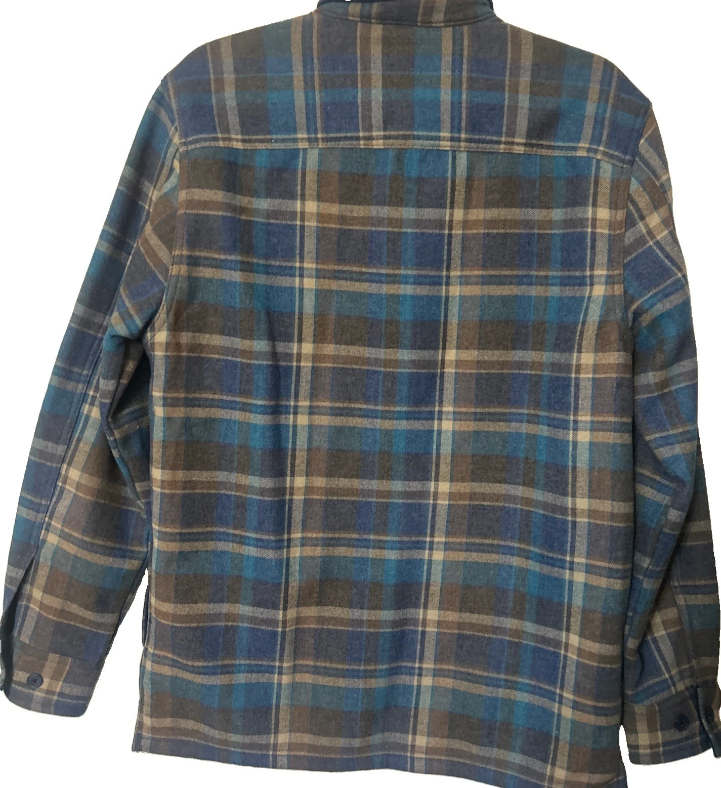 Weatherproof Men's S Flannel Plaid Fleece Blue Brown Button Down Barn Jacket - product detail image 6
