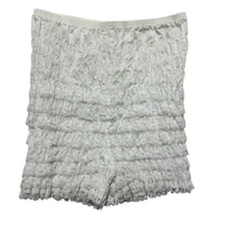 VTG 80s Malco Modes White Ruffle Bloomer Shorts L Burlesque Pin Up Costume