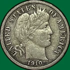 1910-S Barber Dime Silver Choice Very Fine VF+/XF Coin #33533
