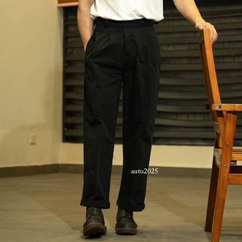 Pantaloni uomo Gurkha larghi dritti pantaloni cotone pantaloni retrò casual - Foto 2 di 18