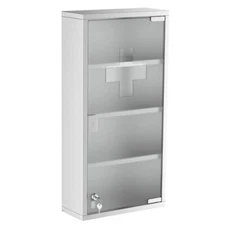 Locking Design Wall Cabinet Medicine Cabinet Silver