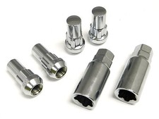 4pc 14x2.0 48mm Extended Chrome Steel Lug Nut Lock Set W 2 Keys Car Truck Suv