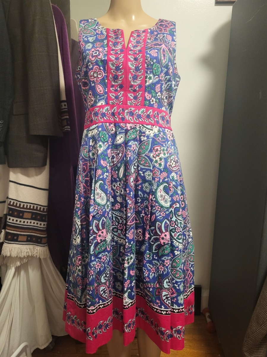 Talbots Lively MultiColor Paisley Fit & Flared Cotton dress 2
