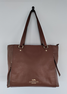 メンズも可COACH ブラウンLサイズ COACH Brown Leather Marlon Tote Shoulder Bag Handbag L1966-91031