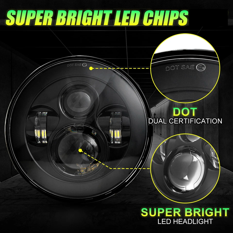 Kit combinado de luces antiniebla y giratorias LED de 7" para Jeep Wrangler 07-18 JK Foto 4 de 4