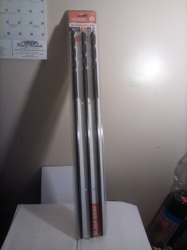 NEW WARRIOR 25" Wood Drill Bits 3 Piece 1/2, 9/16, 5/8" FREE SHIPPING - Picture 2 of 3
