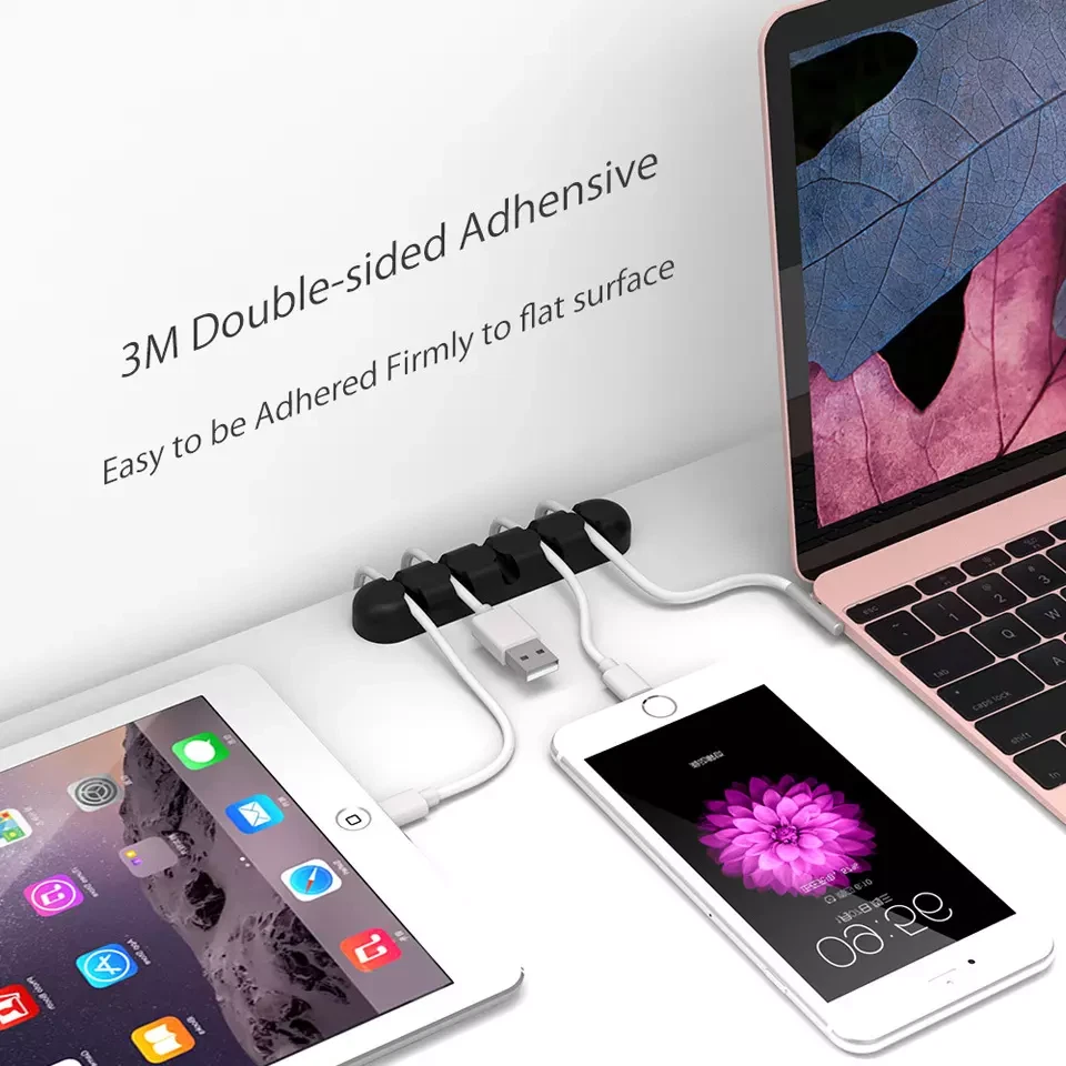 Kabel Organizer 5-fach Kabelhalter Klemme Clip selbstklebend Schreibtisch Büro ✅ - Bild 4 von 4