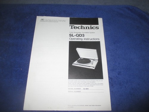 TECHNICS PLATTENSPIELER SL-QD3 BEDIENUNGSANLEITUNG HANDBUCH