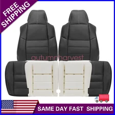 For 2008-2010 Ford F250 Lariat Driver & Passenger Seat Cover Black / Cushion Pad