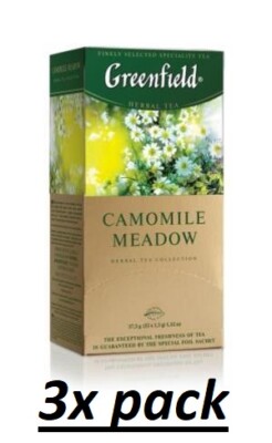 3x Tee Greenfield herbal CAMOMILE MEADOW 25 Beutel травяной чай с ромашкой