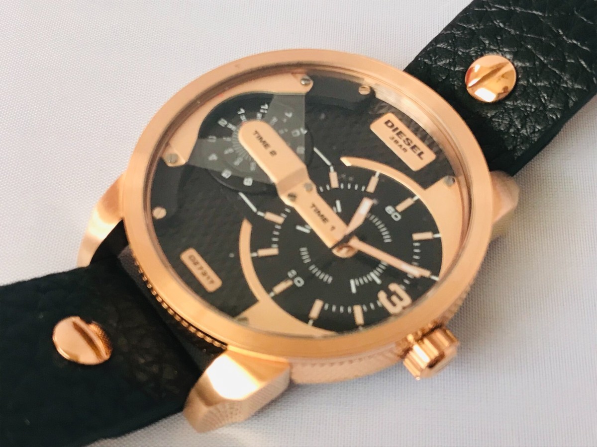 Diesel Mini Daddy DZ7317 Black Textured Dial Rose Tone Watch MSRP