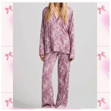 SKIMS SLEEP PJS LONG SLEEVE BUTTON UP PAJAMA SET BLOOM ANIMAL NWT SIZE LARGE