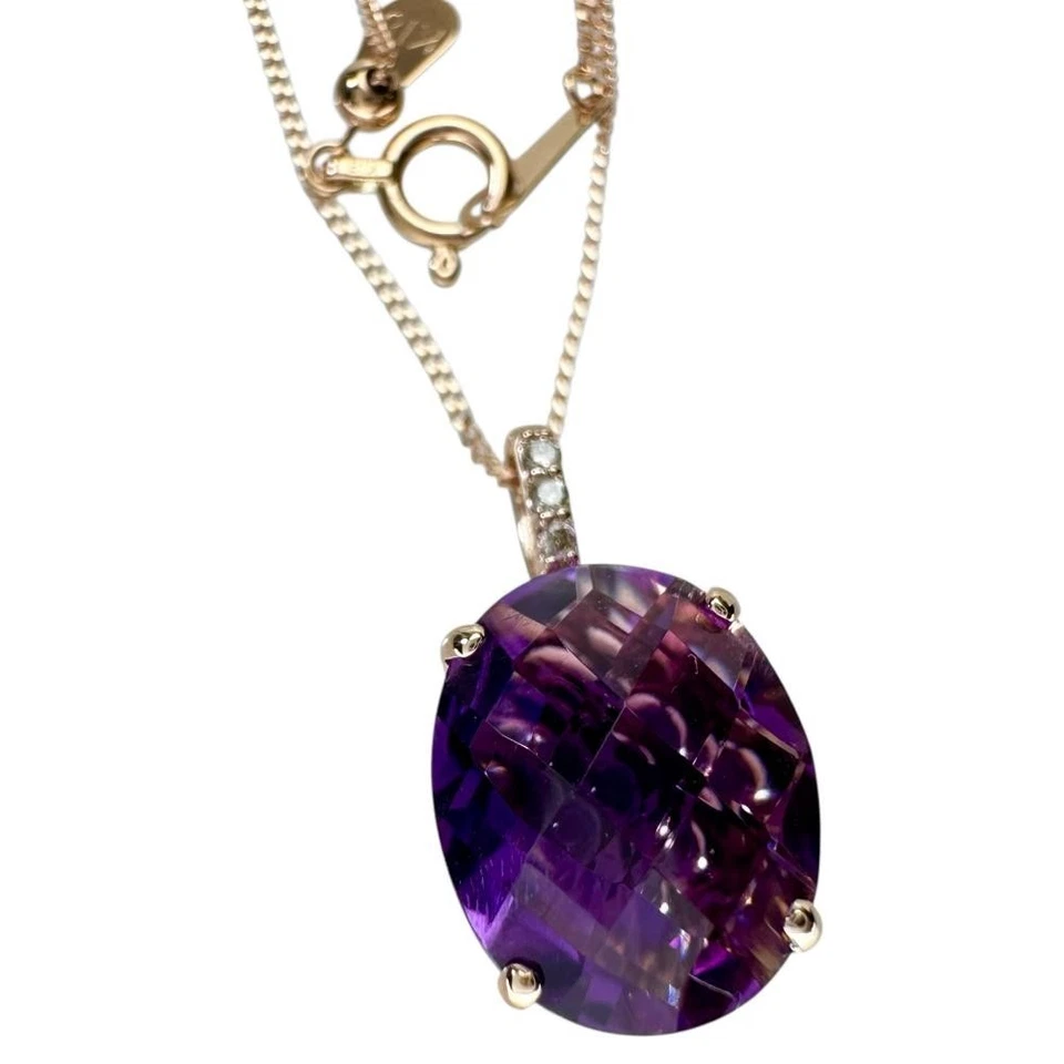 Collana ametista (con perline trasparenti all'interno) diamante 3,55 ct... - Immagine 2 di 4