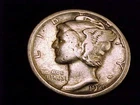 1920-S Mercury Dime, almost Fine Grade in detail, But Cleaned.