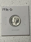 1934-D Mercury Dime, Full Split Bands, Solid Gem BU++ FSB, Nice
