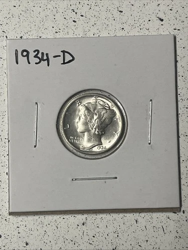 1934-D Mercury Dime, Full Split Bands, Solid Gem BU++ FSB, Nice