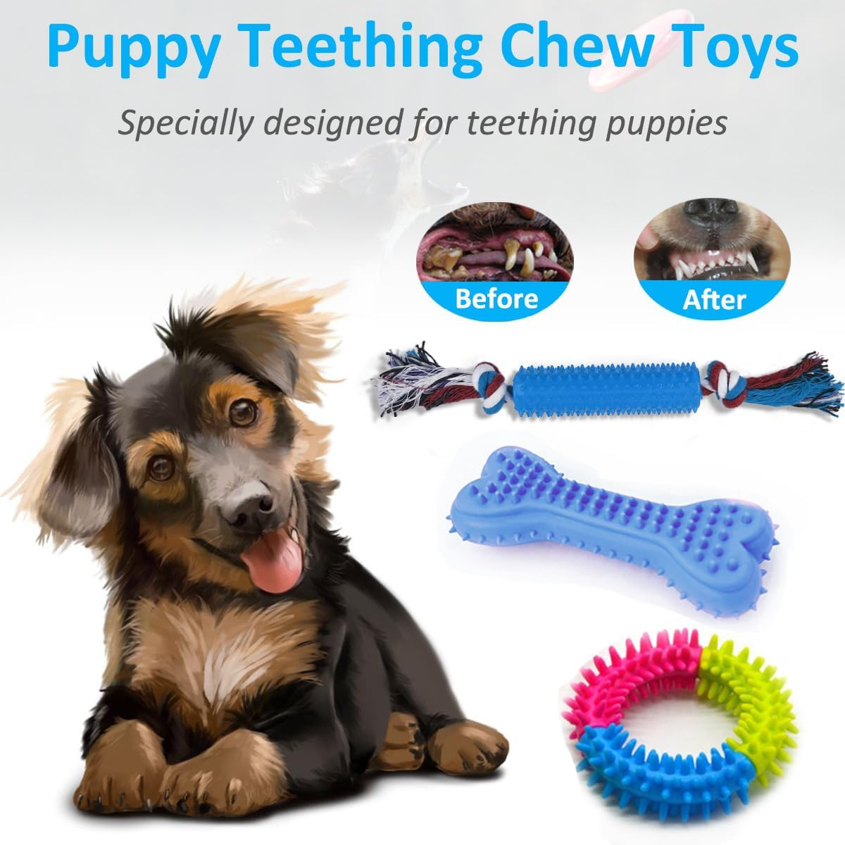 Dog Teething Chew Toys - 15 Pack Small Medium Breed Puppy Toy, Variety Dogs Rope
