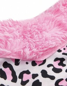 Sexy Pink Leopard Thong Back Teddy Faux Fur Trim 5pc Lingerie Set XL NEW