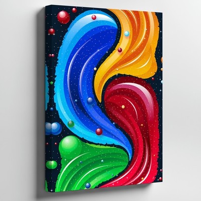 Create A Vibrant Abstract Design Featuring Swirling, Fluid Shapes In A Wall Art
