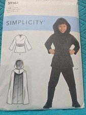 Simplicity Pattern S9162 A - Child's Costume: Shirt, Pants, Cape, Hood Sz 3-8