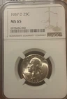 1937-d Washington Quarter NGC MS65  Gem brilliant uncirculated