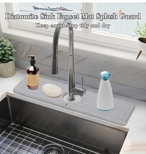Super Absorbent Faucet Mat for Kitchen Sink, 15.7" x 3.9" Diatomite Drying Stone