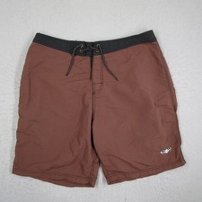 World Jungle Vintage Mens 36 Board Shorts Brown Nylon Surf Trunks Made in USA
