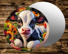 Cute Holstein cow Metal Round Sign Wreath Crafts & miniatures