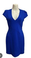 Express Royal Blue Cap Sleeve Professional V Neck Dress Women’s Size SP