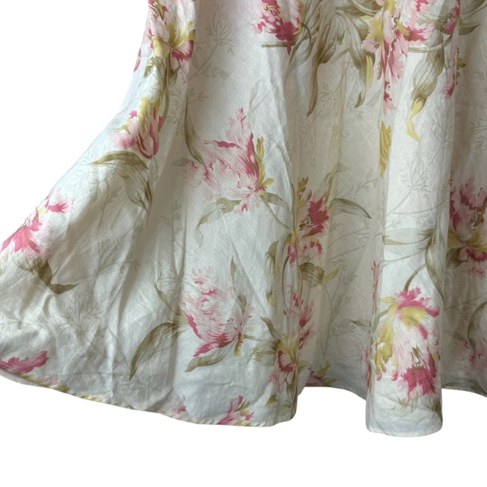 Falda Chaps Floral Mezcla Lino Línea A Mujer Talla 12 Foto 4 de 4