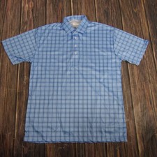 Collars Co. Polo Shirt Mens Large Blue Check Plaid Dress Collar Short Sleeve