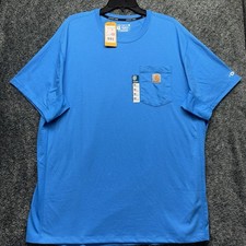 Carhartt Force Mens Size 2XL Blue Short Sleeve Relaxed Fit Shirt