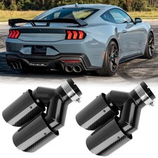 Dual 2.5 Inlet 4 Out Quad Exhaust Tips Carbon Fiber For Ford Mustang Shelby Gt