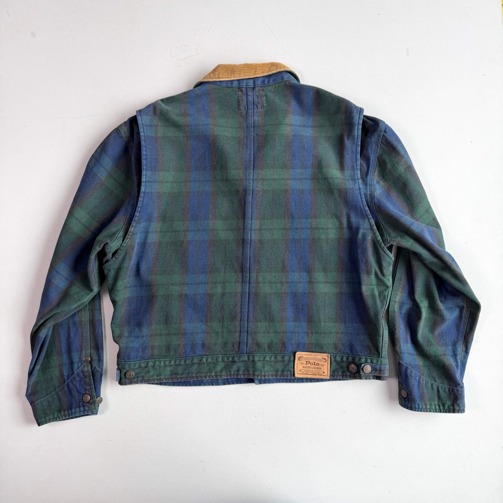 VNTG Ralph Lauren Polo Country (XL) Black Watch Denim Western Trucker Jacket - product detail image 11
