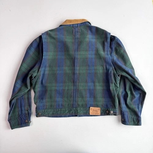 VNTG Ralph Lauren Polo Country (XL) Black Watch Denim Western Trucker Jacket image 11