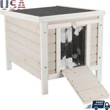 Weatherproof Outdoor Cat House Wood Shelter Easy Assembly Secure Pet Home New