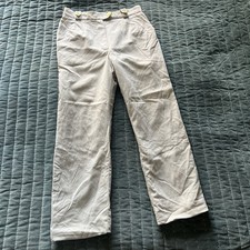 Vintage CHANEL 99P AD690 WHITE PANTS CC LOGO Sz40 Made In France